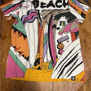 adidas White and Black Logo Crewneck Tee